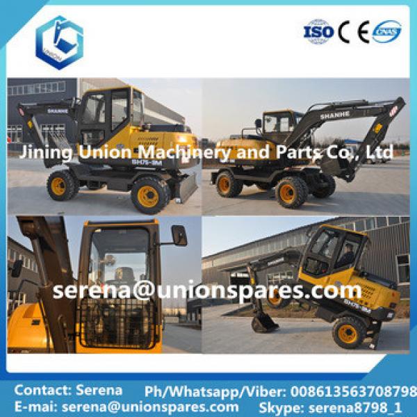 Hot Sale Chinese Mini Wheel Excavator for Sale Low Price SH75-9M #1 image